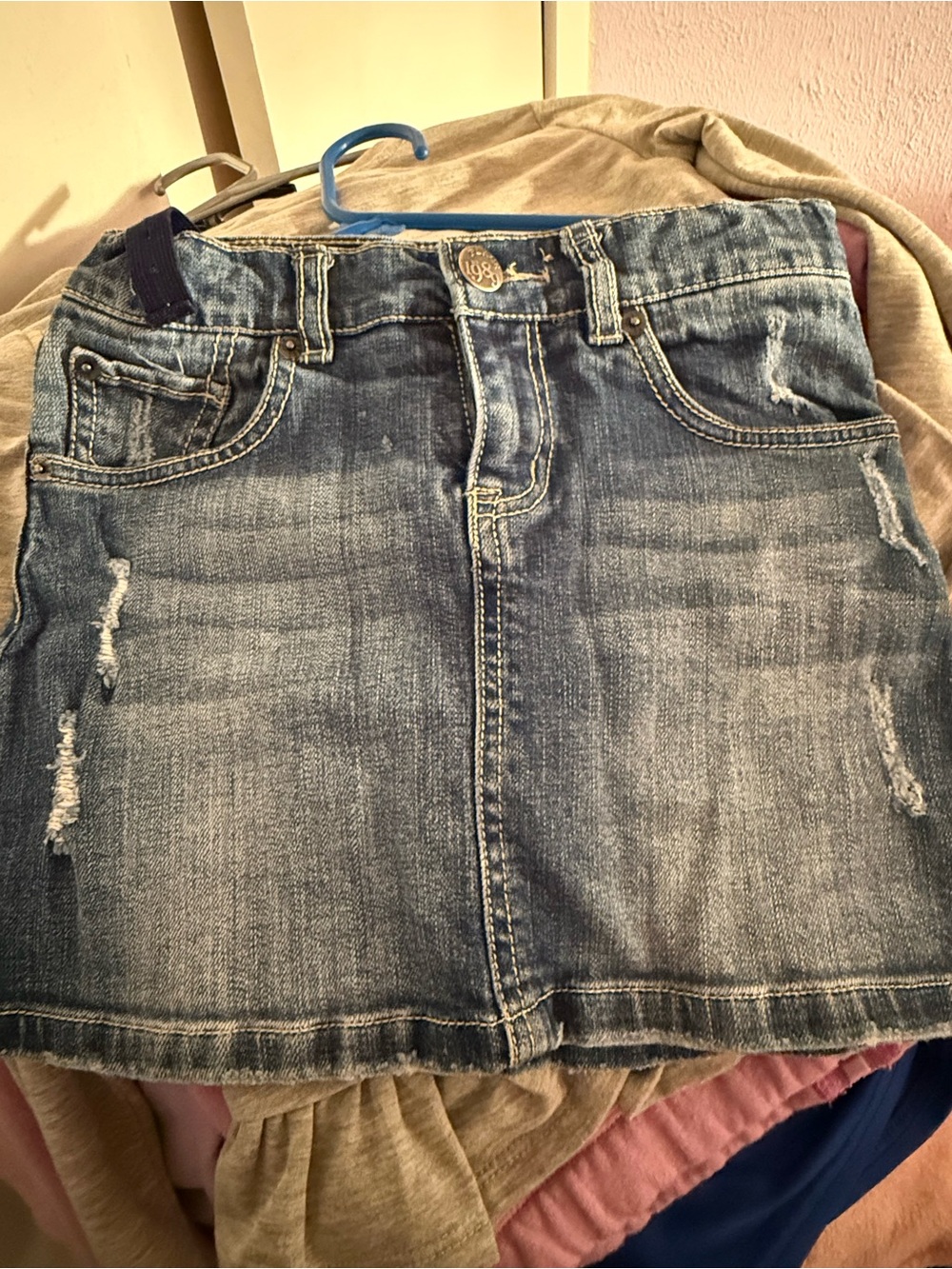 1989 Place Distressed Blue Denim Skort